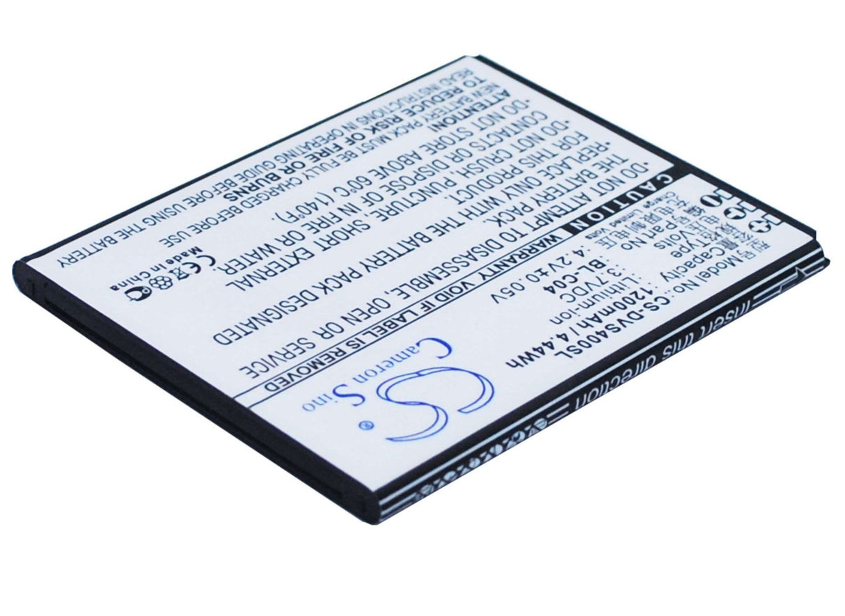 3.7V, Li-ion, 1200mAh, SmartPhone battery fits Doov, Bl-c04, D500, Isuper S1, 4.44Wh Mobile, SmartPhone Cameron Sino Technology Limited (Suspended)