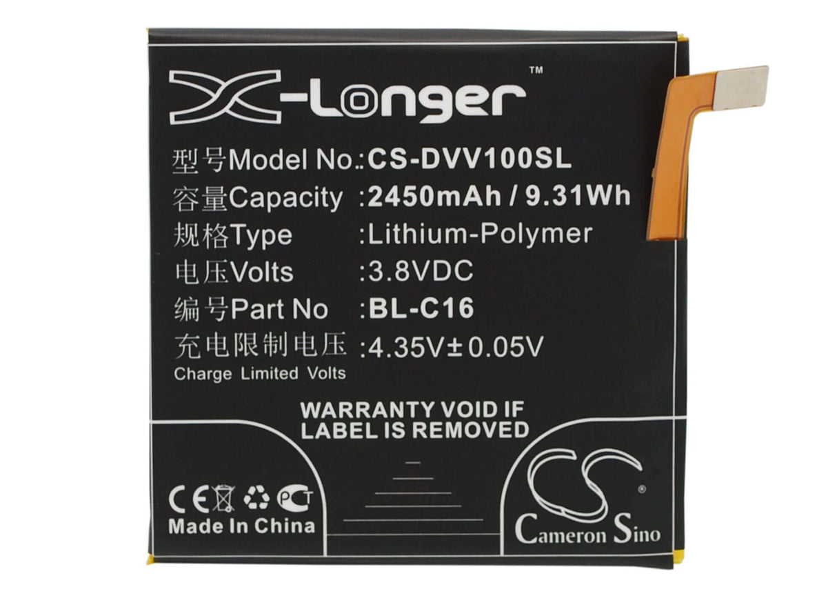 3.8V, Li-Polymer, 2450mAh, SmartPhone battery fits Doov, Bl-c16, V1, 9.31Wh Mobile, SmartPhone Cameron Sino Technology Limited (Suspended)
