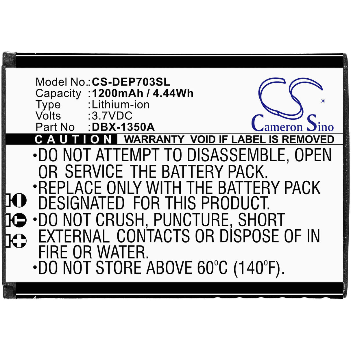3.7V, Li-ion, 1200mAh, SmartPhone battery fits Doro, Dbx-1350a, 7030, 7031, 4.44Wh Mobile, SmartPhone Cameron Sino Technology Limited (Smartphone)