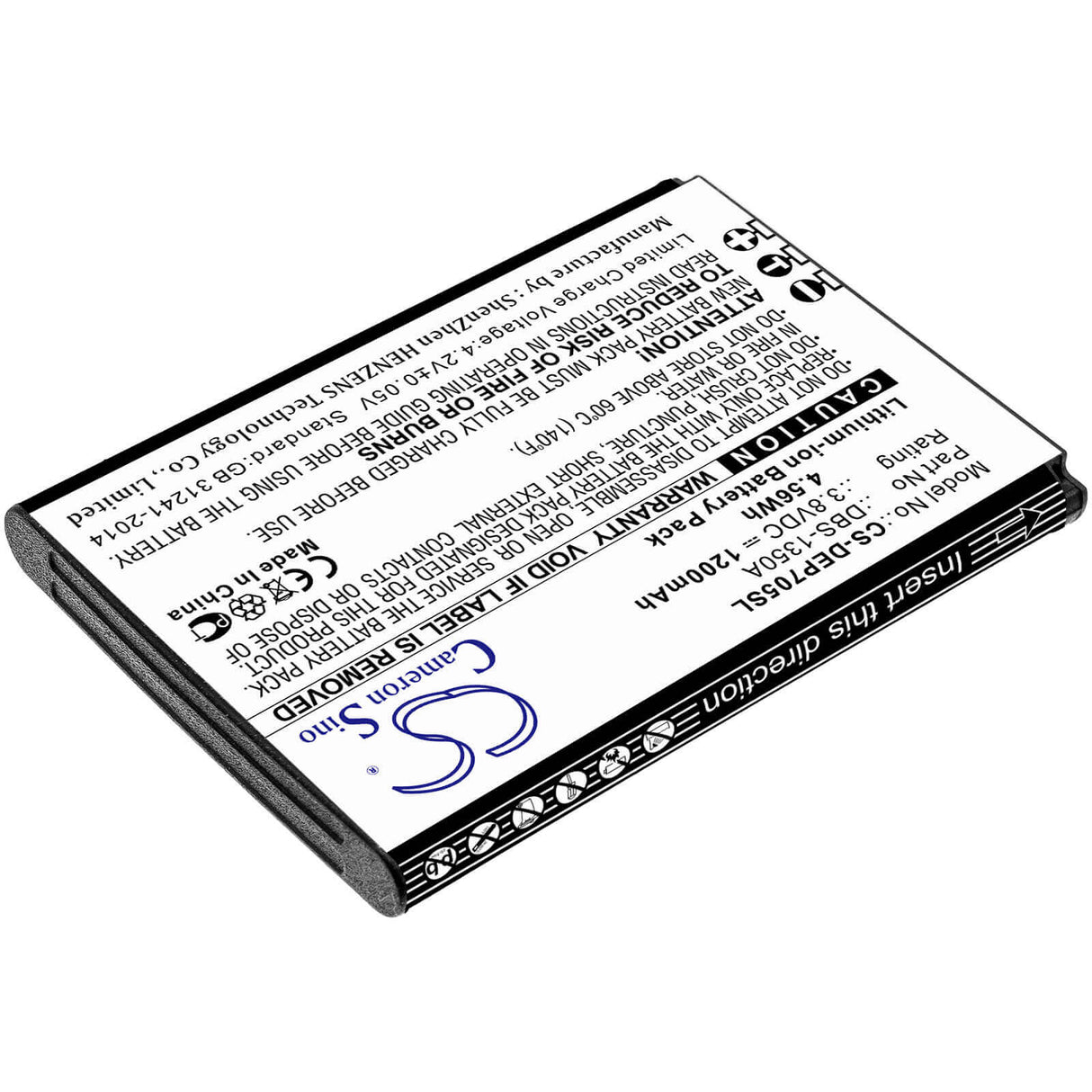3.8V, Li-ion, 1200mAh, SmartPhone battery fits Doro, Dbs-1350a, 7050 Flip, 7050tl, 4.56Wh Mobile, SmartPhone Cameron Sino Technology Limited (Smartphone)