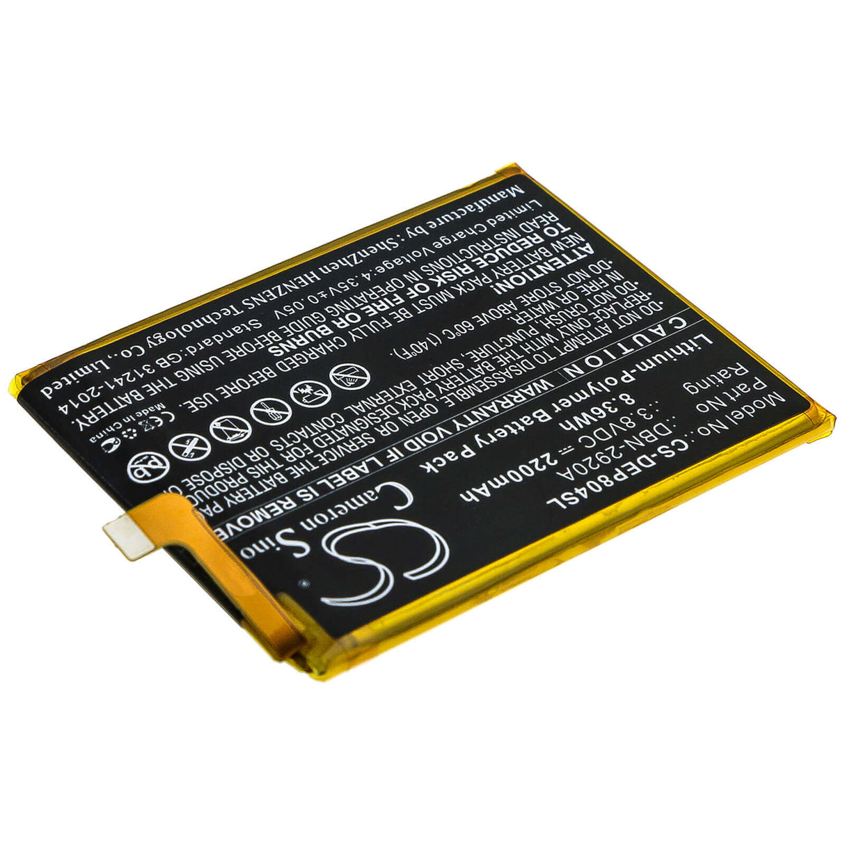3.8V, Li-Polymer, 2200mAh, SmartPhone battery fits Doro, Dbn-2920a, 8040, 8042, 8.36Wh Mobile, SmartPhone Cameron Sino Technology Limited (Smartphone)