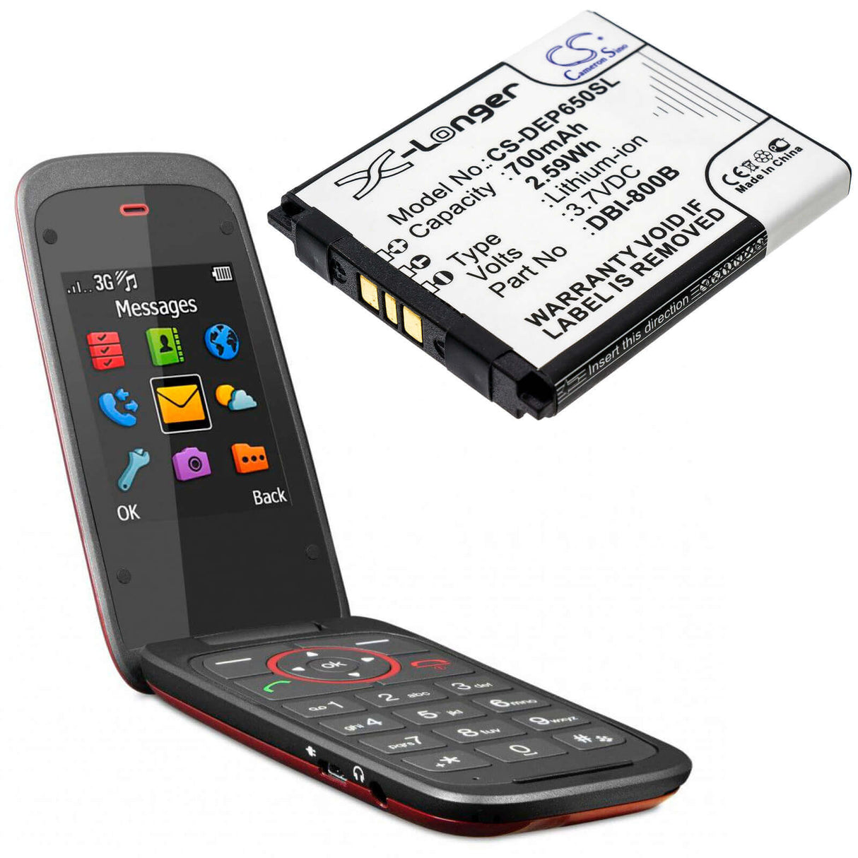 3.7V, Li-ion, 700mAh, SmartPhone battery fits Doro, Dbi-800b, Liberto 650, Secure 580, 2.59Wh Mobile, SmartPhone Cameron Sino Technology Limited (Smartphone)