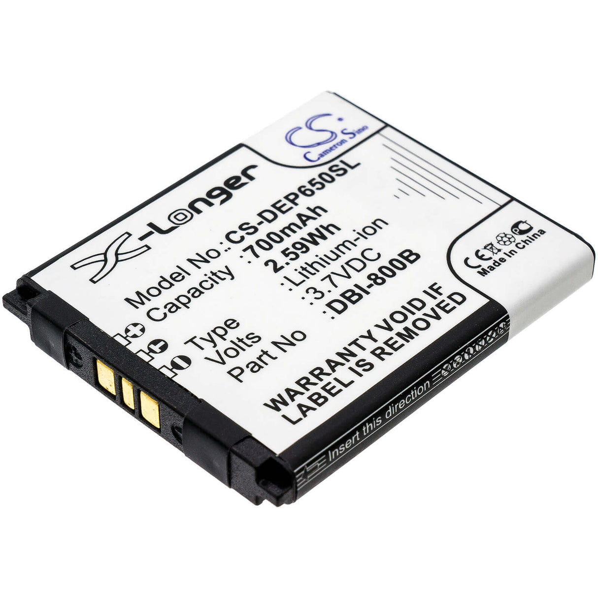 3.7V, Li-ion, 700mAh, SmartPhone battery fits Doro, Dbi-800b, Liberto 650, Secure 580, 2.59Wh Mobile, SmartPhone Cameron Sino Technology Limited (Smartphone)
