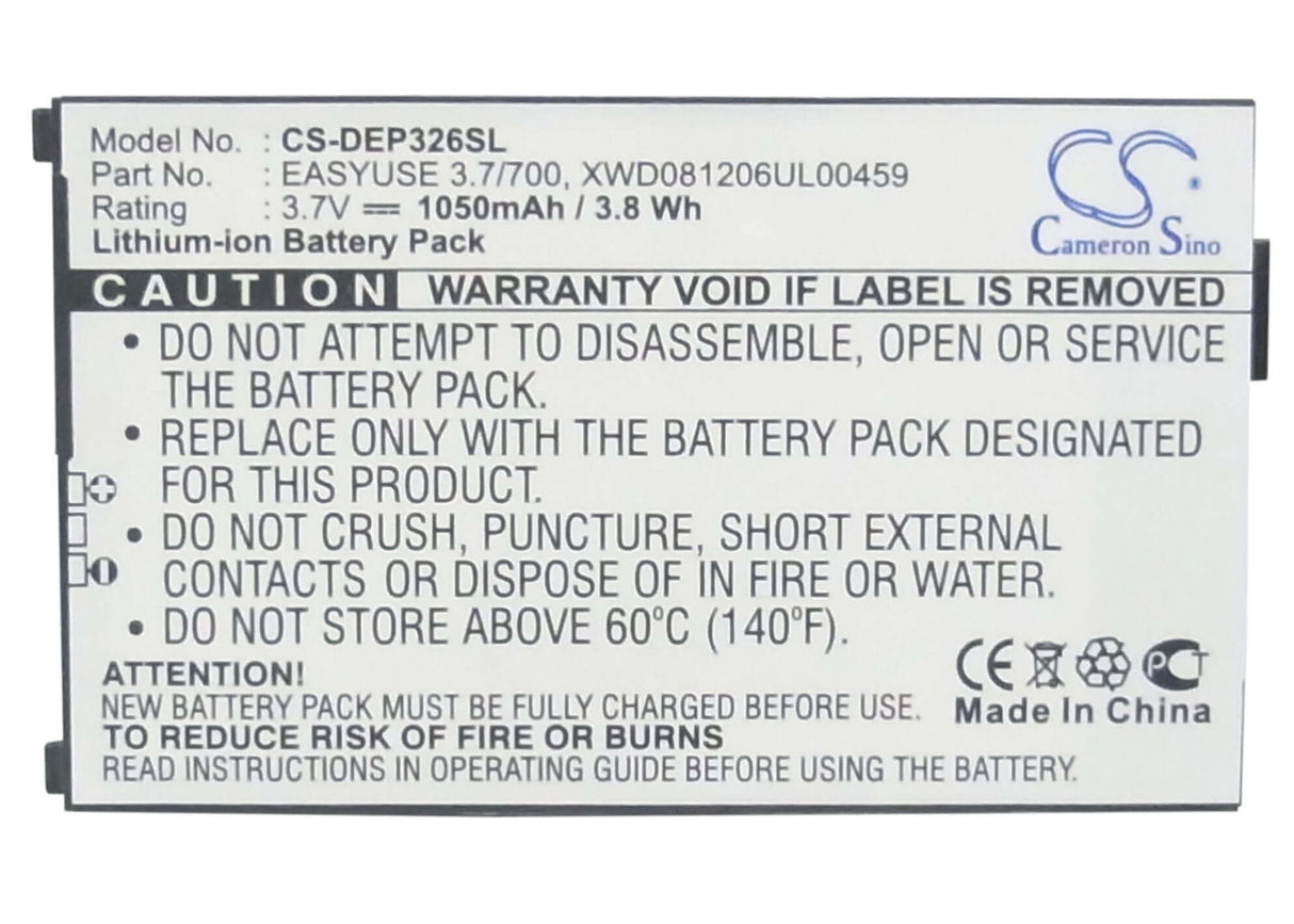 3.7V, Li-ion, 1050mAh, SmartPhone battery fits Doro, Dbk-700, Handleplus 326i, Phoneeasy 326, 3.89Wh Mobile, SmartPhone Cameron Sino Technology Limited (Smartphone)