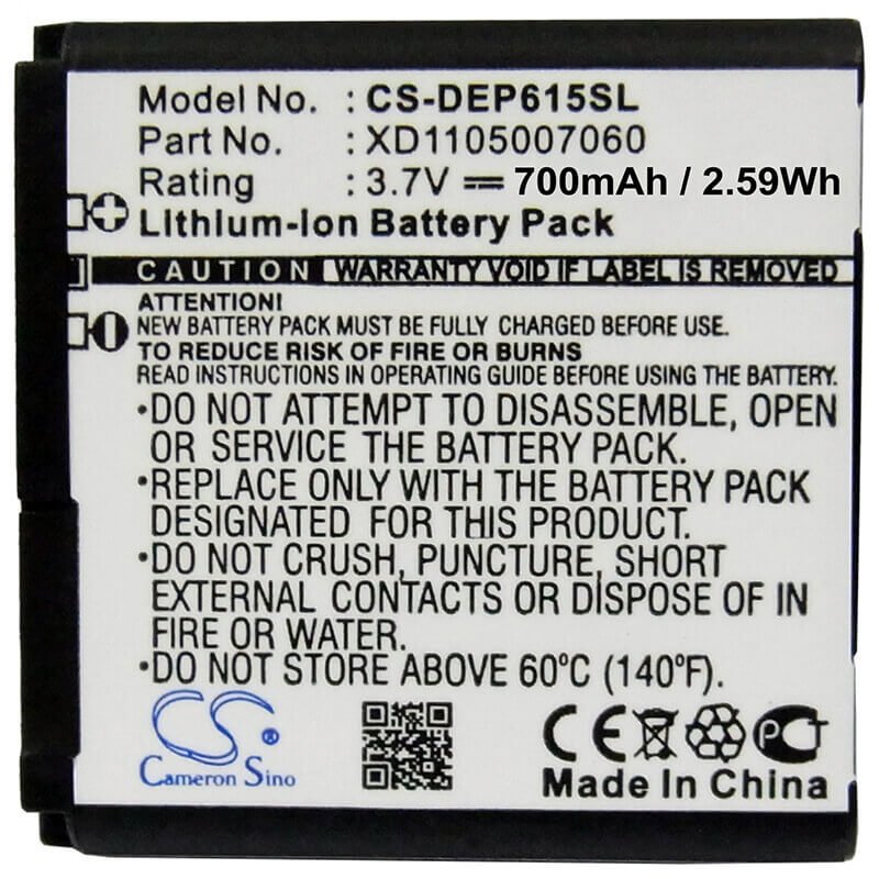 3.7V, Li-ion, 700mAh, SmartPhone battery fits Doro, 5822, 614, 615, 2.59Wh Mobile, SmartPhone Cameron Sino Technology Limited (Smartphone)