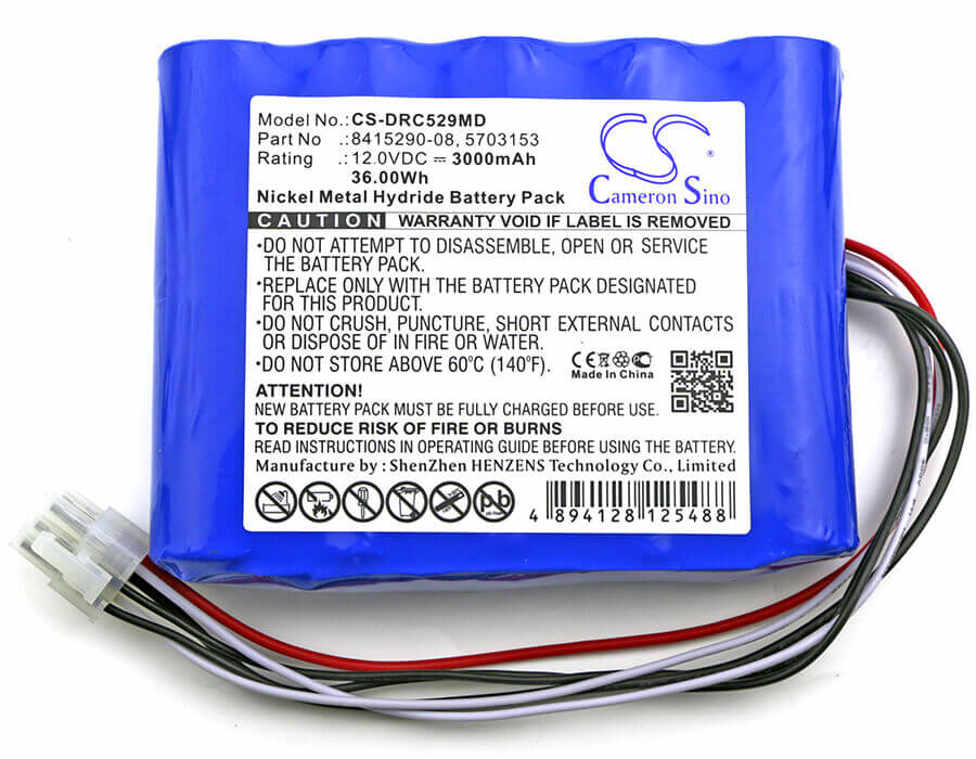12.0V, Ni-MH, 3000mAh, Medical battery fits Drager, 2271, Carina, Carina Niv Ventilator, 36.00Wh Medical Cameron Sino Technology Limited (Medical)