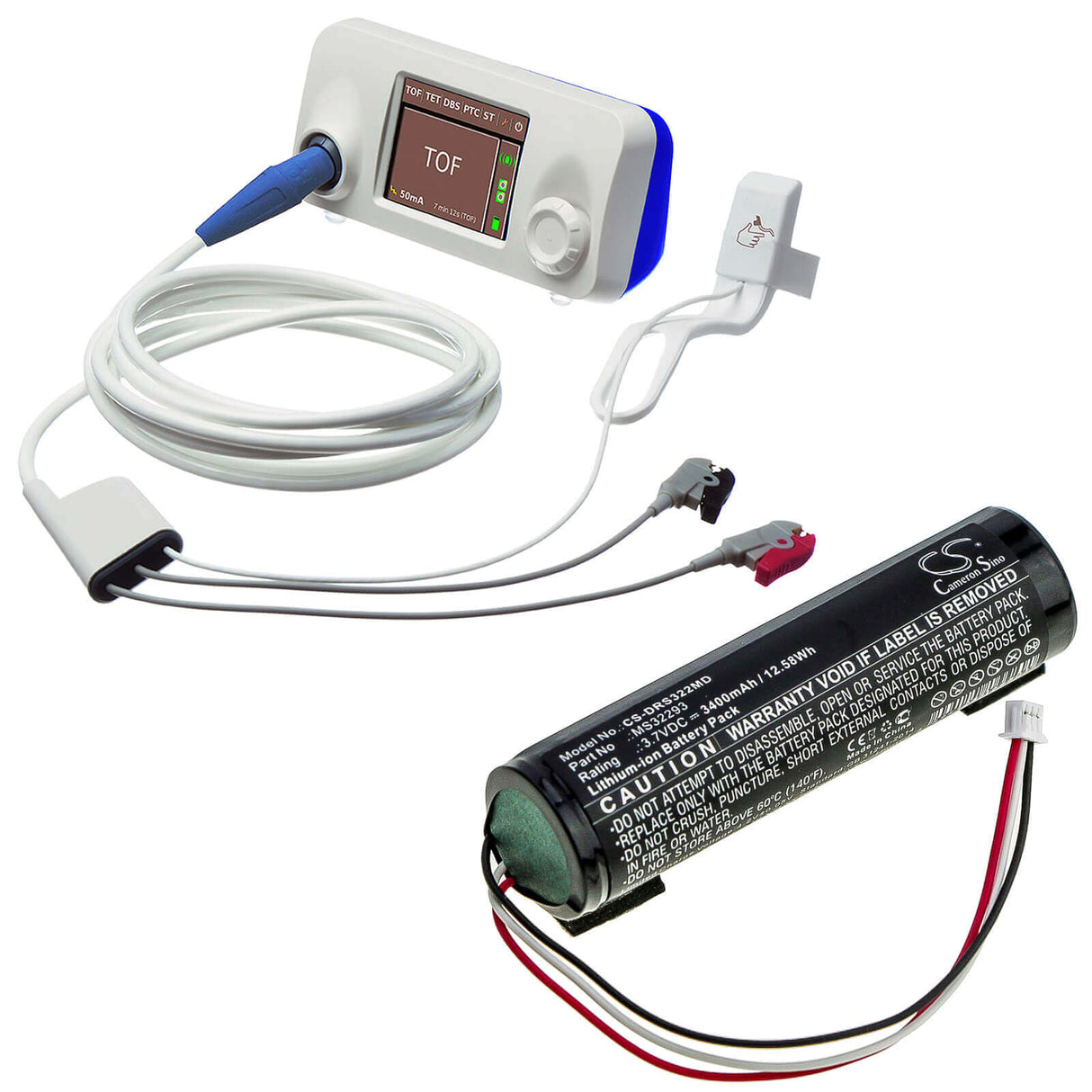 3.7V, Li-ion, 3400mAh, Batterie médicale compatible avec Drager, Ms32293, Moniteur Tofscan, Moniteur Tofscan Nmt, 12.58Wh Médical Cameron Sino Technology Limited (Médical)