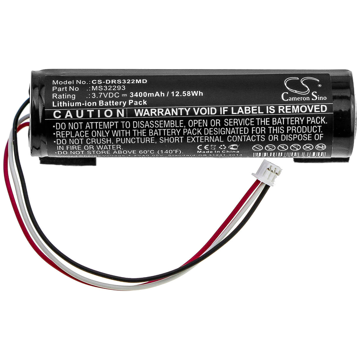 3.7V, Li-ion, 3400mAh, Batterie médicale compatible avec Drager, Ms32293, Moniteur Tofscan, Moniteur Tofscan Nmt, 12.58Wh Médical Cameron Sino Technology Limited (Médical)