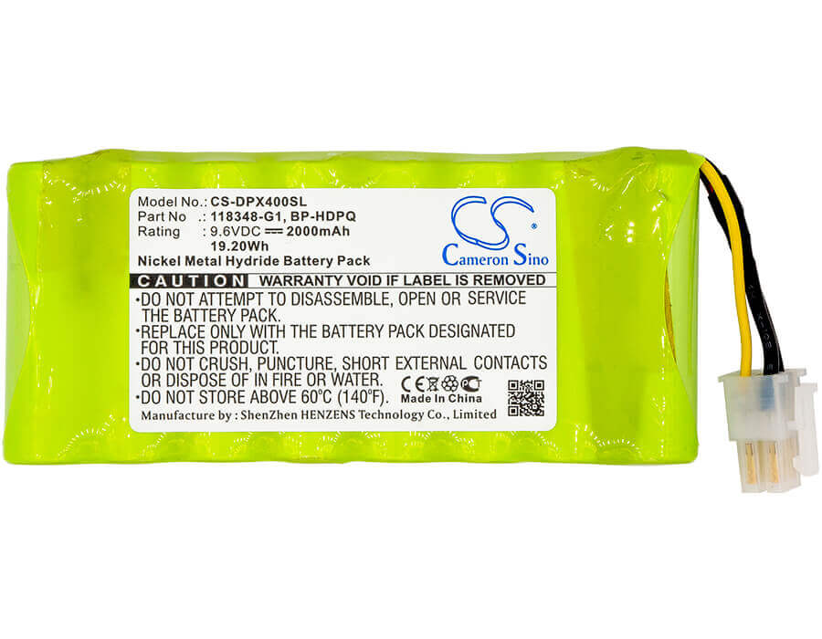 9.6V, Ni-MH, 2000mAh, Equipment battery fits Dranetz, 118348-g1, HDPQ-Guide, Hdpq-visa, 19.2Wh Equipment, Survey, Test Cameron Sino Technology Limited