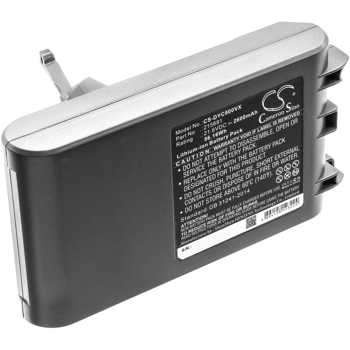 21.6V, Li-ion, 2600mAh, Vacuum battery fits Dyson, V8, V8 Absolute, V8 Absolute Cord-free, 56.16Wh Vacuum Cameron Sino Technology Limited