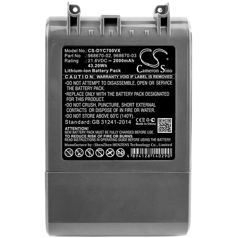 Batterie pour Dyson, Sv11, V7, V7 Motorhead Pro 21.6v, 2000mah - 48.84wh Aspirateur Cameron Sino Technology Limited