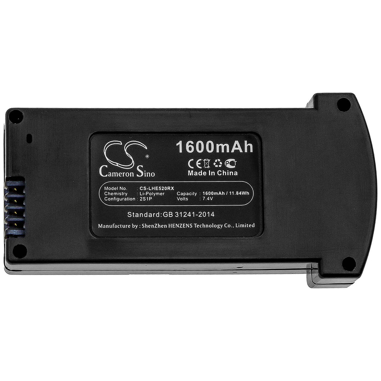 7.4V, Li-Polymer, 1600mAh, Drones battery fits Eachine, 2594368, E520, E520s, 11.84Wh Drones Cameron Sino Technology Limited