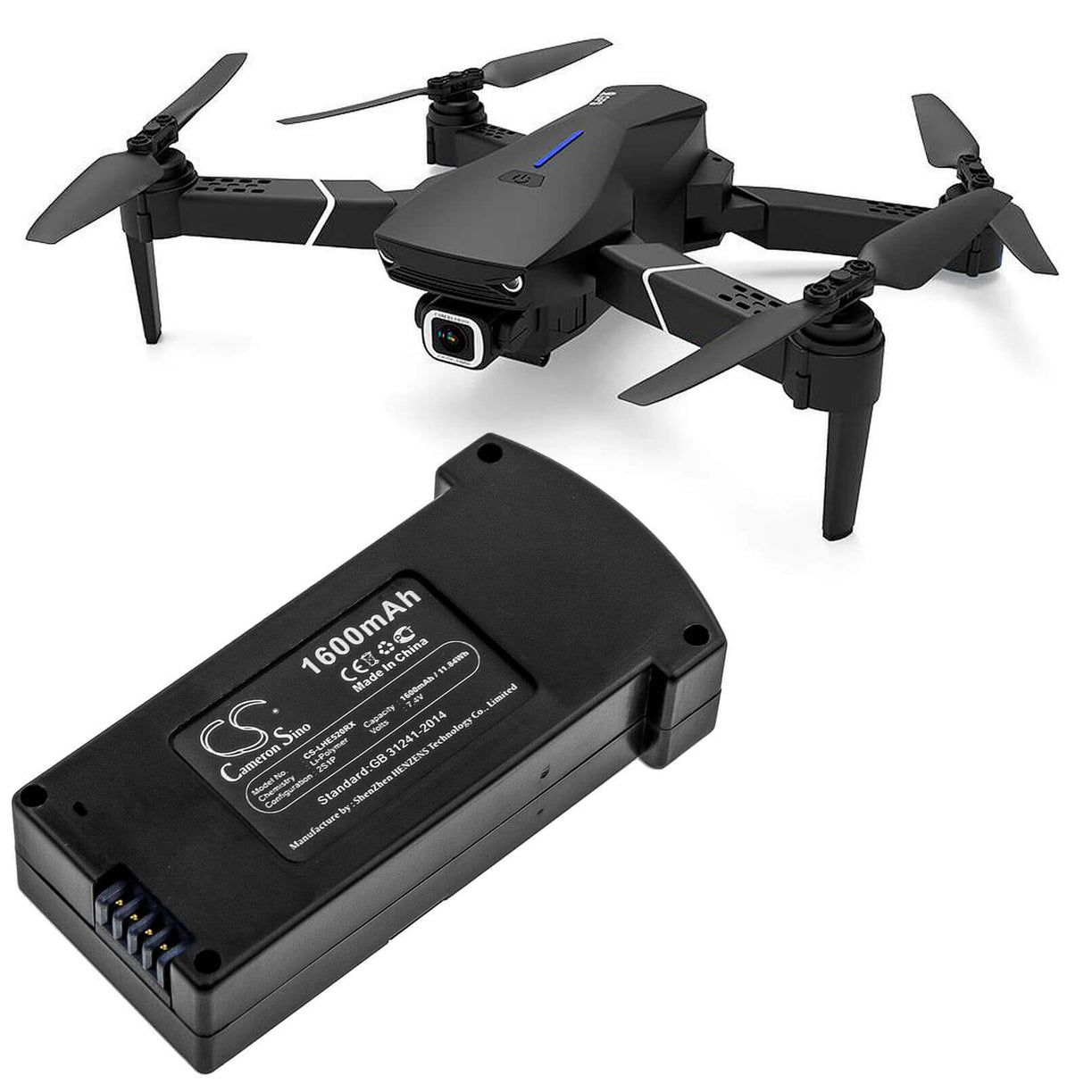 7.4V, Li-Polymer, 1600mAh, Drones battery fits Eachine, 2594368, E520, E520s, 11.84Wh Drones Cameron Sino Technology Limited