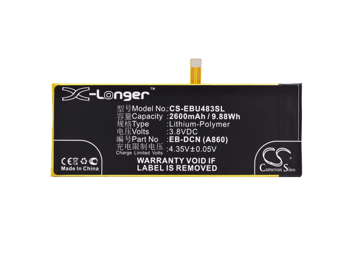 3.8V, Li-Polymer, 2600mAh, SmartPhone battery fits Ebest, Eb-dcn (a860), U5483, 9.88Wh Mobile, SmartPhone Cameron Sino Technology Limited (Suspended)