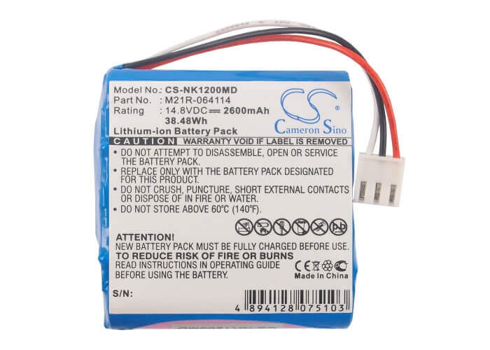 14.8V, Li-ion, 2600mAh, Medical battery fits Nihon Kohden, Hytb-102, Edan Se-1, Edan Se-100, 38.48Wh Medical Cameron Sino Technology Limited (Medical)