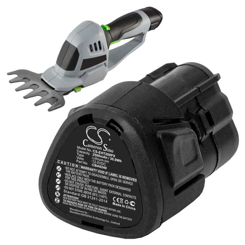 12.0V, Li-ion, 2500mAh, Gardening Tools battery fits Ego, Cba0240, Cht2001e Cordless Shrub, Cht2001e Grass Shears, 30.00Wh Gardening Tools Cameron Sino Technology Limited (Power Tools)