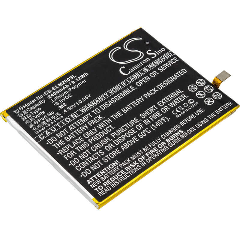 3.8V, Li-Polymer, 2400mAh, SmartPhone battery fits Elephone, M2, M2, 9.12Wh Mobile, SmartPhone Cameron Sino Technology Limited (Suspended)