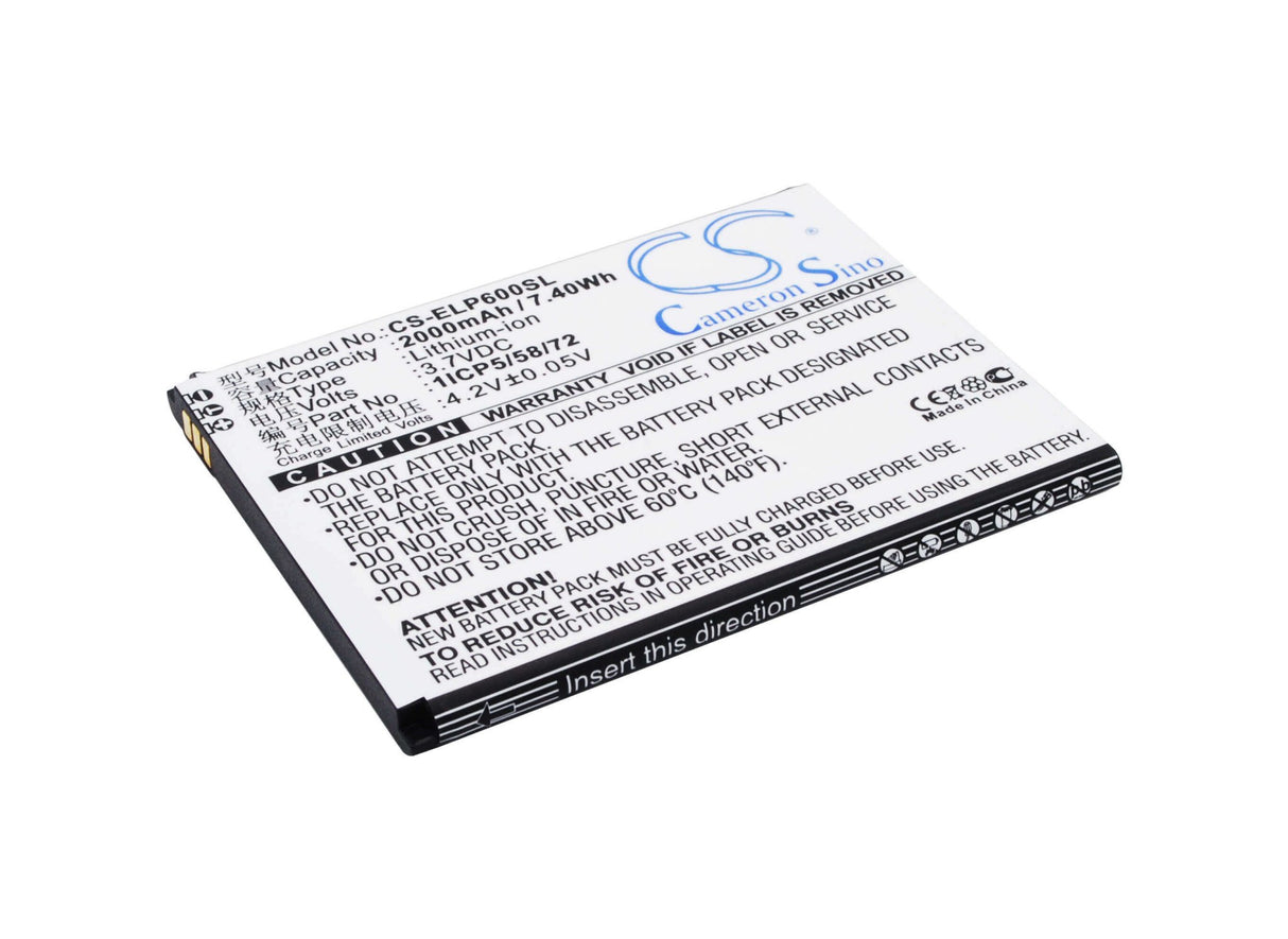 Battery For Elephone P6000, Precious P6000, P6000s 3.7v, 2000mah - 7.40wh Batteries for Electronics Cameron Sino Technology Limited (Suspended)