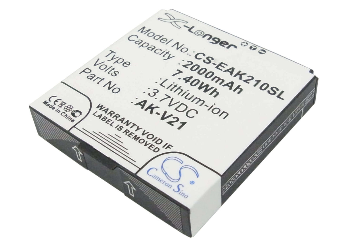 3.7V, Li-ion, 2000mAh, SmartPhone battery fits Emporia, 40427, Ak-v21, Talk, 7.4Wh Mobile, SmartPhone Cameron Sino Technology Limited (Suspended)