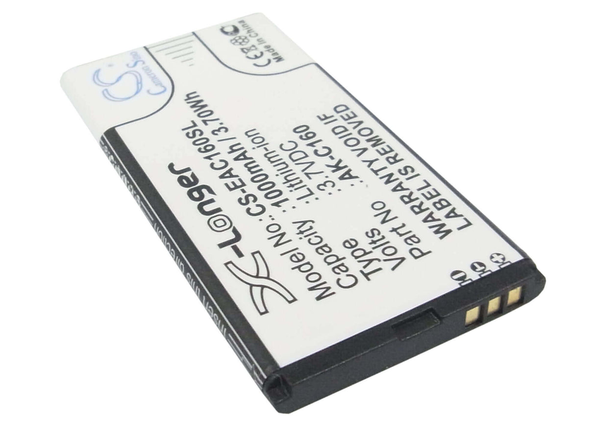 3.7V, Li-ion, 1000mAh, SmartPhone battery fits Emporia, Ak-c160, C160, C160_001_rd, 3.7Wh Mobile, SmartPhone Cameron Sino Technology Limited (Suspended)