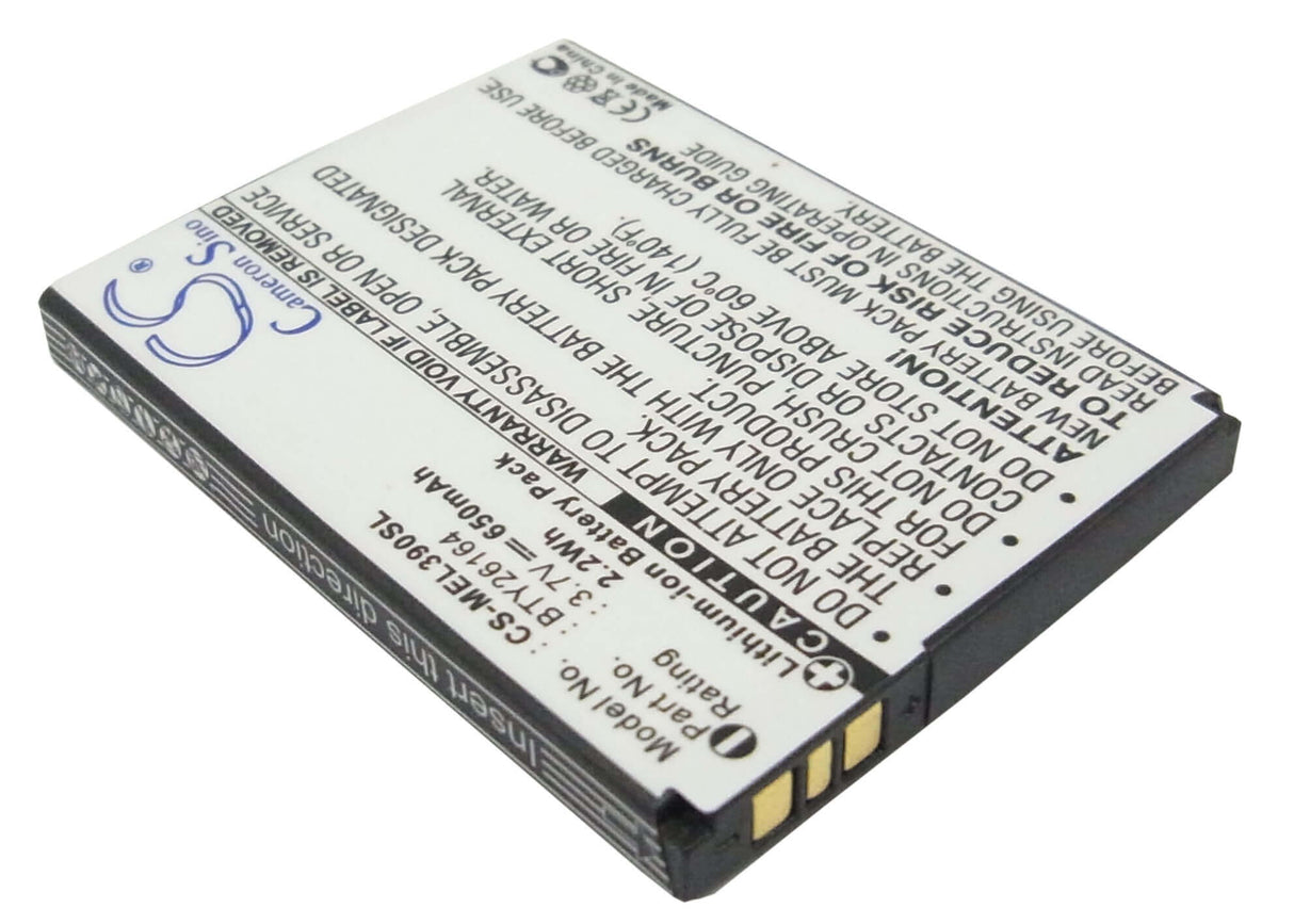3.7V, Li-ion, 650mAh, SmartPhone battery fits Mobistel, Bty26164, Elson El390, Mobistel El390, 2.41Wh Mobile, SmartPhone Cameron Sino Technology Limited (Suspended)