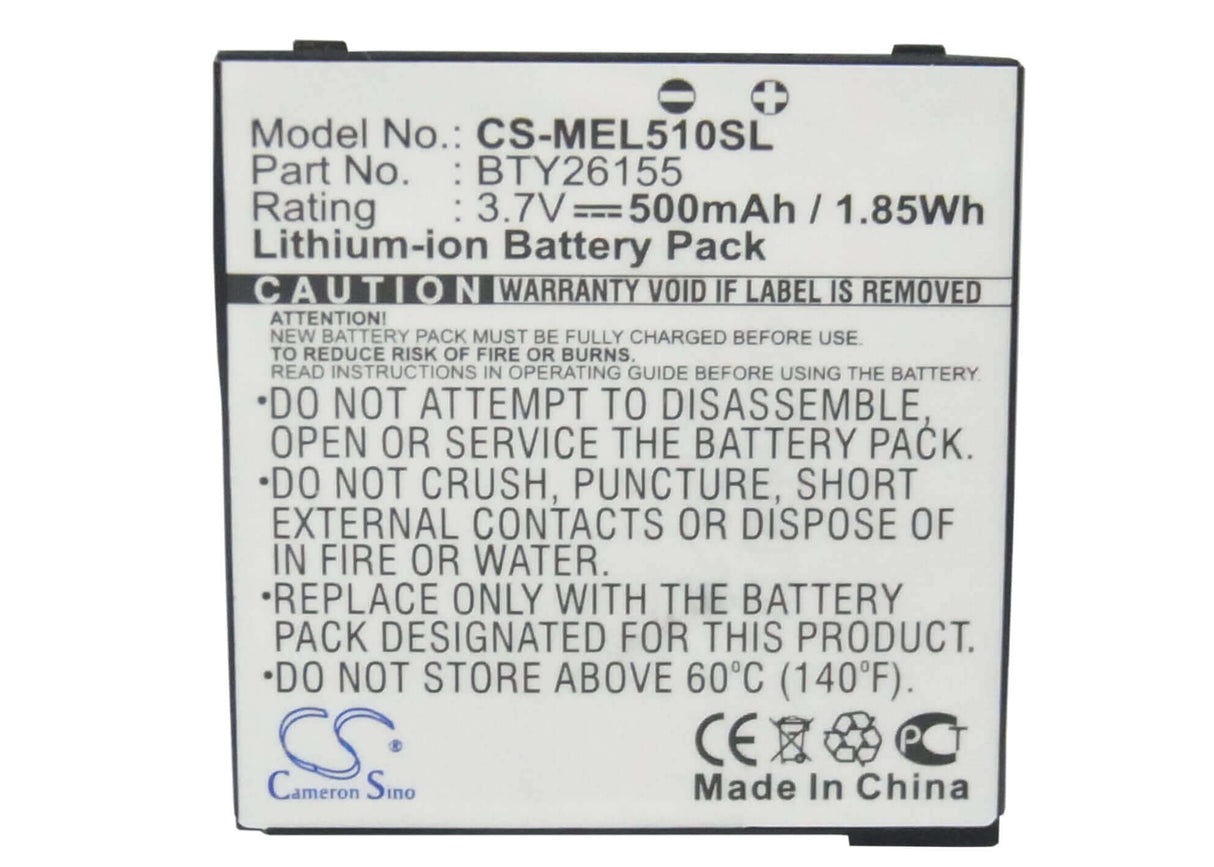 3.7V, Li-ion, 500mAh, SmartPhone battery fits Emporia, Bty26155, Elson El510, 1.85Wh Mobile, SmartPhone Cameron Sino Technology Limited (Smartphone)