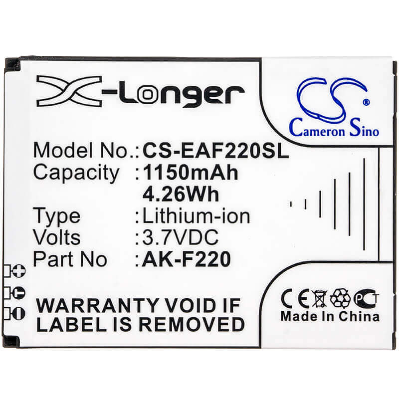 3.7V, Li-ion, 1150mAh, SmartPhone battery fits Emporia, Tiptel, Ak-f220, F220, Flip Basic, 4.26Wh Mobile, SmartPhone Cameron Sino Technology Limited (Smartphone)