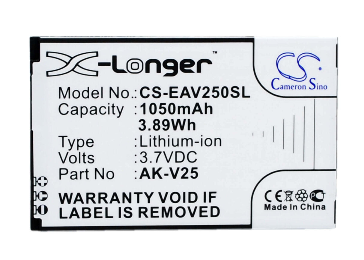 3.7V, Li-ion, 1050mAh, SmartPhone battery fits Emporia, Ak-v25, Active Senior, Euphoria, 3.89Wh Mobile, SmartPhone Cameron Sino Technology Limited (Smartphone)