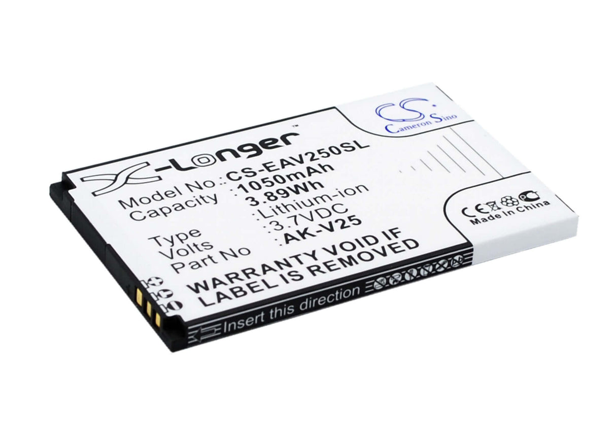 3.7V, Li-ion, 1050mAh, SmartPhone battery fits Emporia, Ak-v25, Active Senior, Euphoria, 3.89Wh Mobile, SmartPhone Cameron Sino Technology Limited (Smartphone)