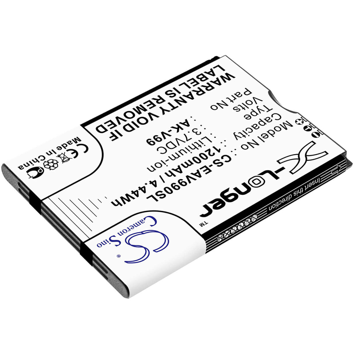 3.7V, Li-ion, 1200mAh, SmartPhone battery fits Emporia, Ak-v99, Basic V26, Select, 4.44Wh Mobile, SmartPhone Cameron Sino Technology Limited (Smartphone)