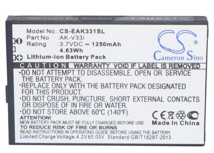 3.7V, Li-ion, 1250mAh, SmartPhone battery fits Emporia, Ak-v33i, Care Plus, Careplus, 4.63Wh Mobile, SmartPhone Cameron Sino Technology Limited (Smartphone)