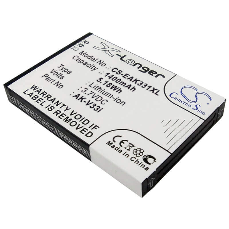 3.7V, Li-ion, 1400mAh, SmartPhone battery fits Emporia, Ak-v33i, Care Plus, Careplus, 5.18Wh Mobile, SmartPhone Cameron Sino Technology Limited (Suspended)