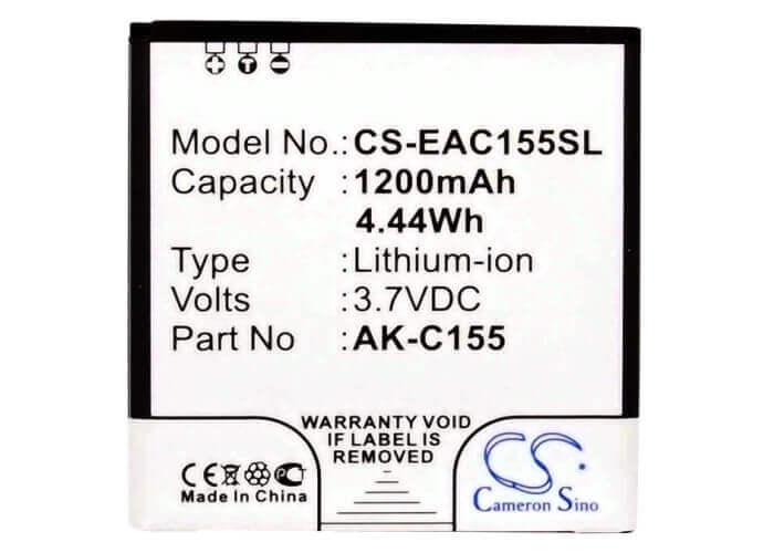 3.7V, Li-ion, 1200mAh, SmartPhone battery fits Emporia, Ak-c155, C155, Telme C155, 4.44Wh Mobile, SmartPhone Cameron Sino Technology Limited (Smartphone)