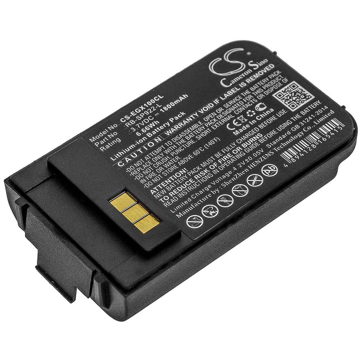 3.7V, Li-ion, 1800mAh, Batterie de téléphone sans fil compatible avec Engenius, Rb-sp922-l, Durafon 1x, Durafon 4x, 6.66Wh Téléphone sans fil Cameron Sino Technology Limited (Téléphone sans fil)