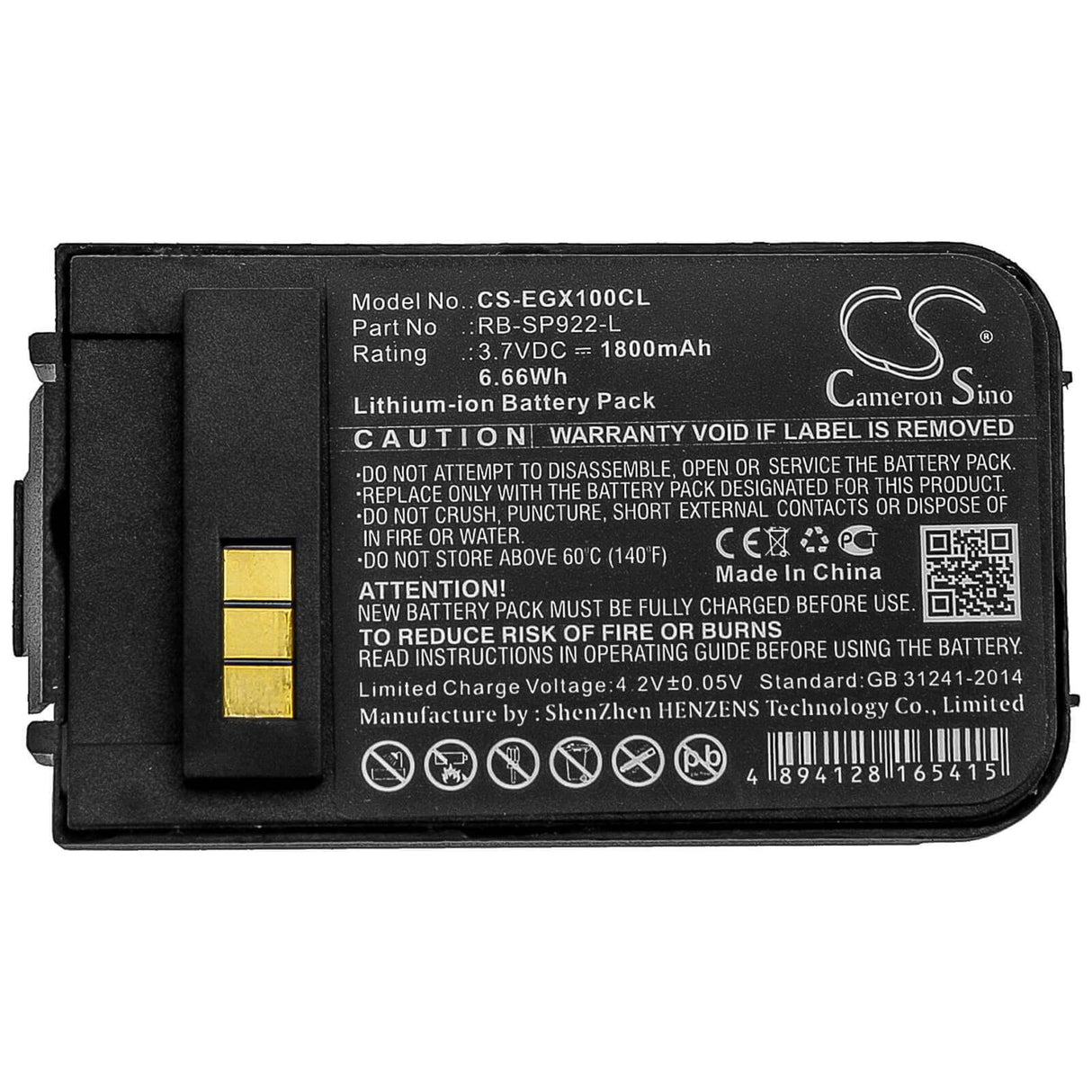 3.7V, Li-ion, 1800mAh, Batterie de téléphone sans fil compatible avec Engenius, Rb-sp922-l, Durafon 1x, Durafon 4x, 6.66Wh Téléphone sans fil Cameron Sino Technology Limited (Téléphone sans fil)