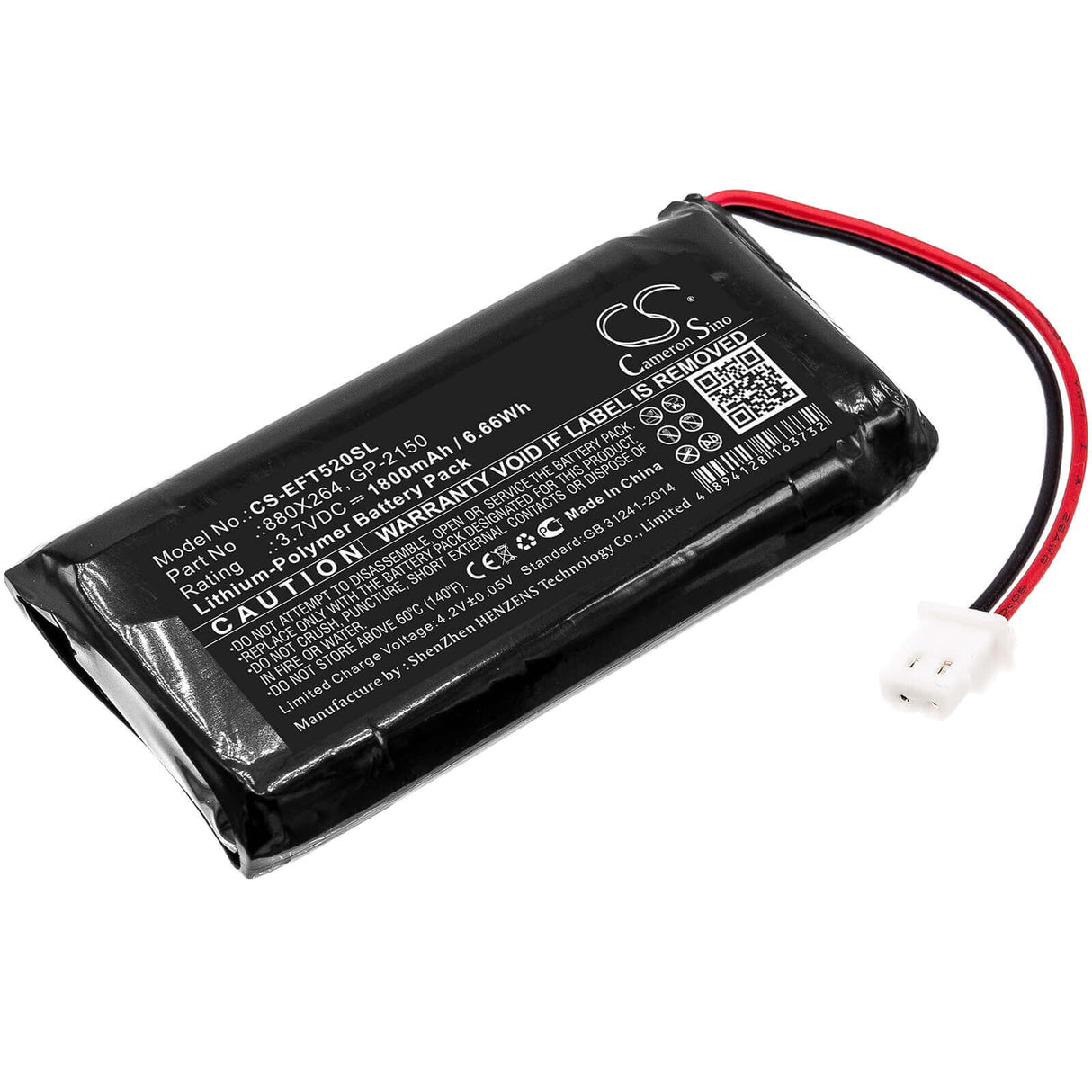 3.7V, Li-Polymer, 1800mAh, Equipment battery fits Exfo, 880x264, FOT-5200, Fot-5200 Cwdm Channel Power An, 6.66Wh Equipment, Survey, Test Cameron Sino Technology Limited
