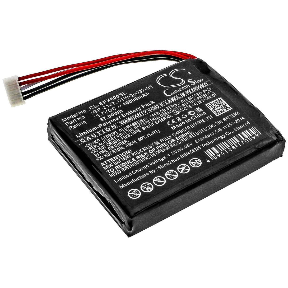 3,7V, Li-Polymère, 10000mAh, Batterie d'équipement compatible avec Exfo, 01wq0037-03, MAX-600, Max-605, 37Wh Équipement, Enquête, Test Cameron Sino Technology Limited