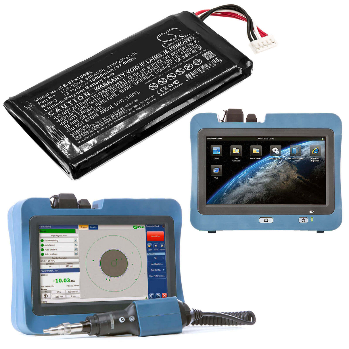 3.7V, Li-Polymer, 10000mAh, Equipment battery fits Exfo, 01wq0037-02, MAX-700, Max-700b/c, 37Wh Equipment, Survey, Test Cameron Sino Technology Limited