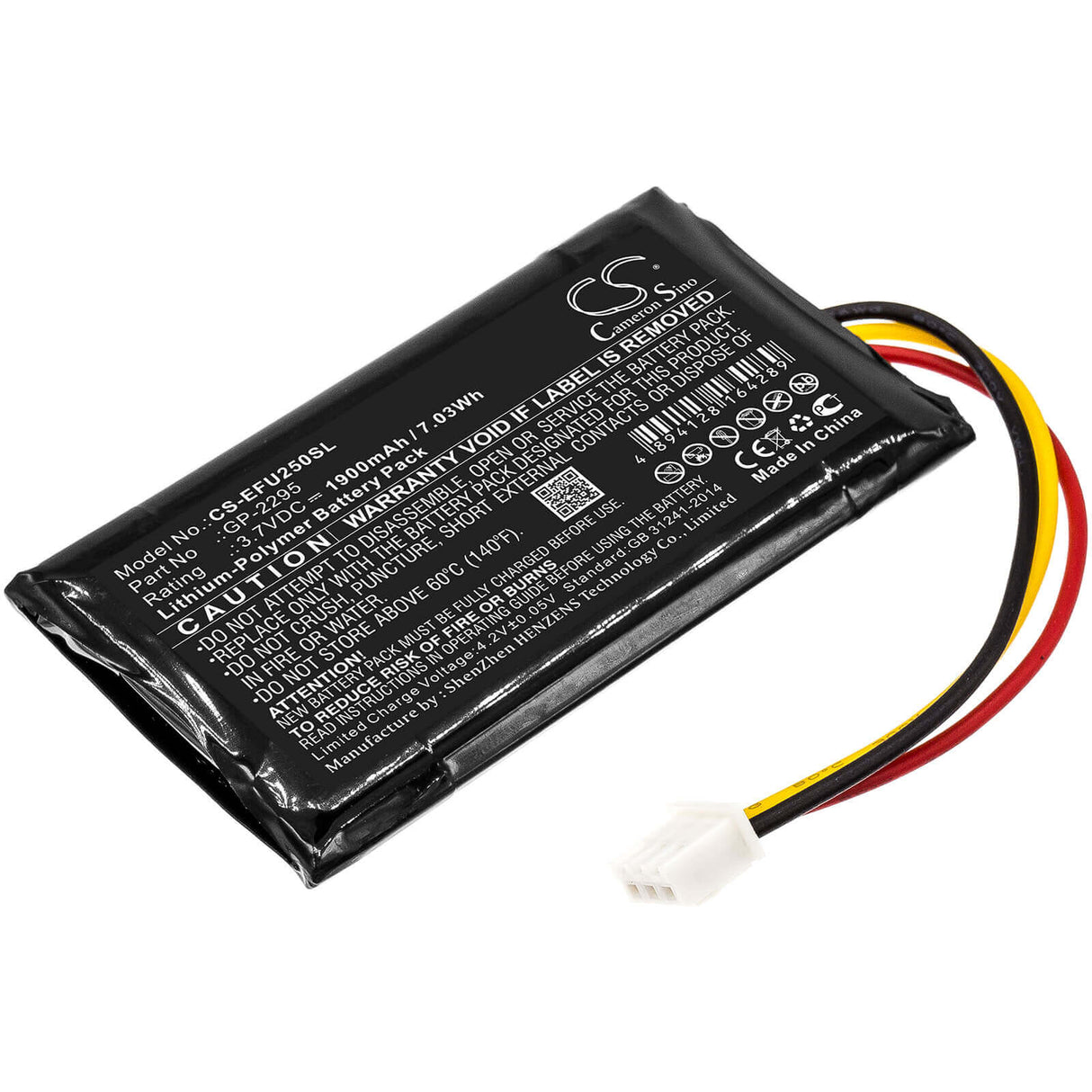 3.7V, Li-Polymer, 1900mAh, Equipment battery fits Exfo, Gp-2295, Optical Power Expert PX1, Optical Power Expert Px1 Pro, 7.03Wh Equipment, Survey, Test Cameron Sino Technology Limited