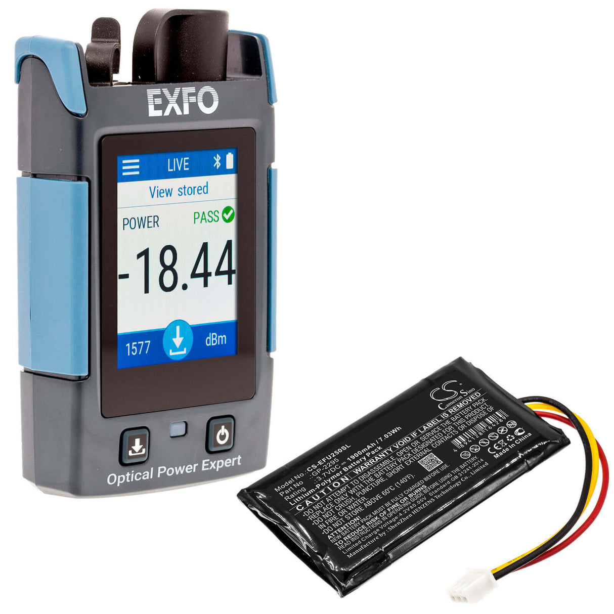 3.7V, Li-Polymer, 1900mAh, Equipment battery fits Exfo, Gp-2295, Optical Power Expert PX1, Optical Power Expert Px1 Pro, 7.03Wh Equipment, Survey, Test Cameron Sino Technology Limited