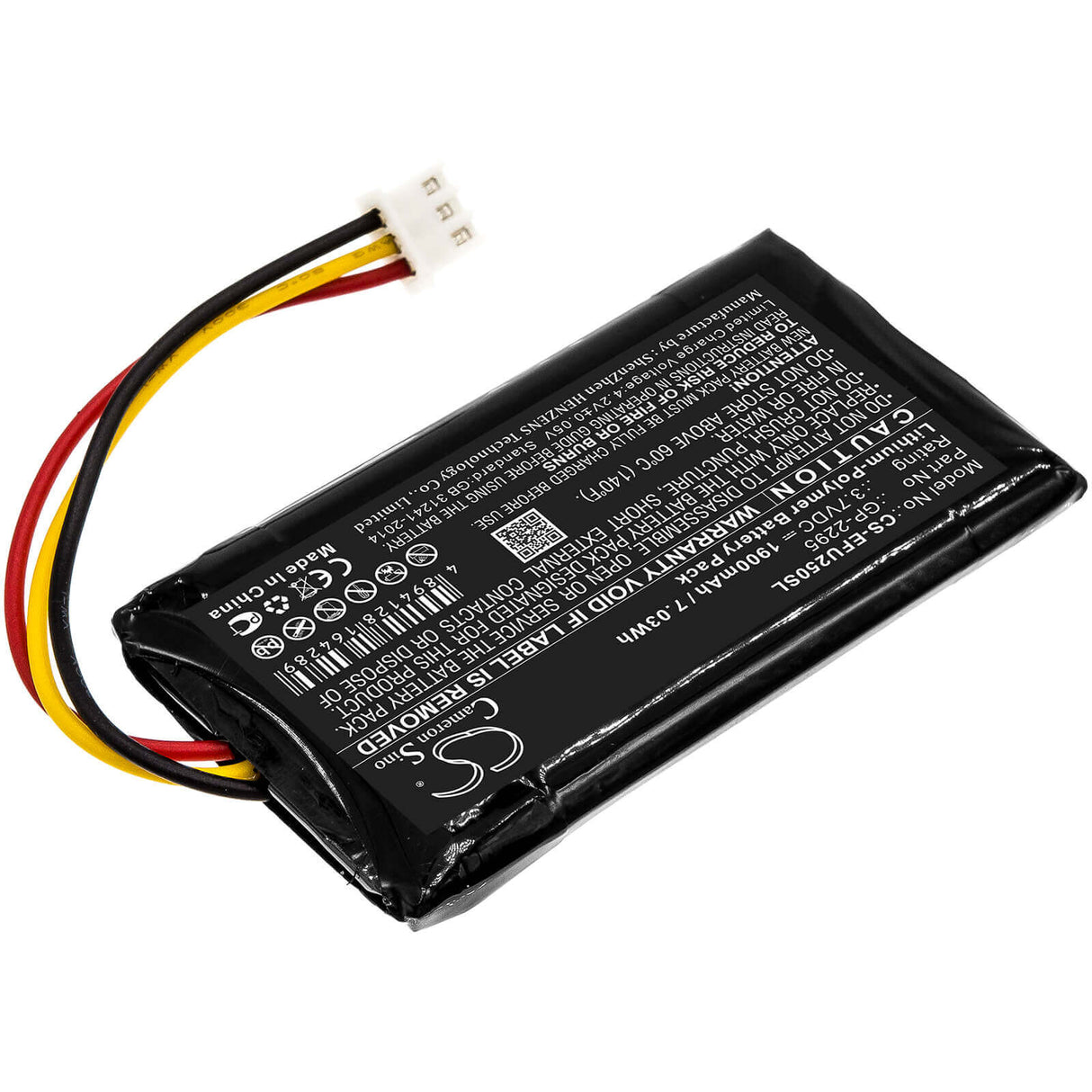 3.7V, Li-Polymer, 1900mAh, Equipment battery fits Exfo, Gp-2295, Optical Power Expert PX1, Optical Power Expert Px1 Pro, 7.03Wh Equipment, Survey, Test Cameron Sino Technology Limited