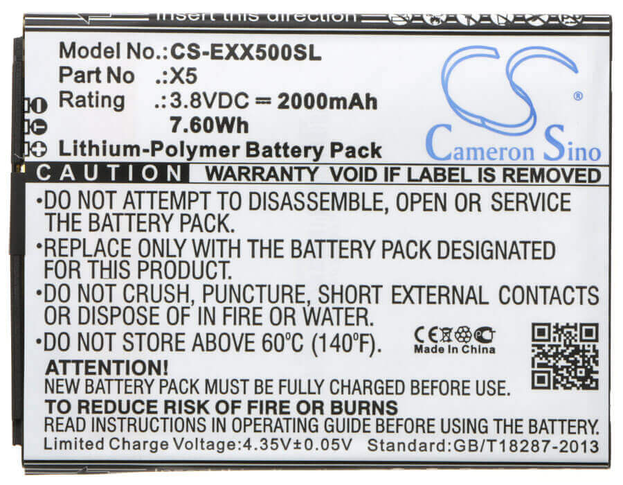 3.8V, Li-Polymer, 2000mAh, SmartPhone battery fits Explay, X5, X5, 7.6Wh Mobile, SmartPhone Cameron Sino Technology Limited (Smartphone)