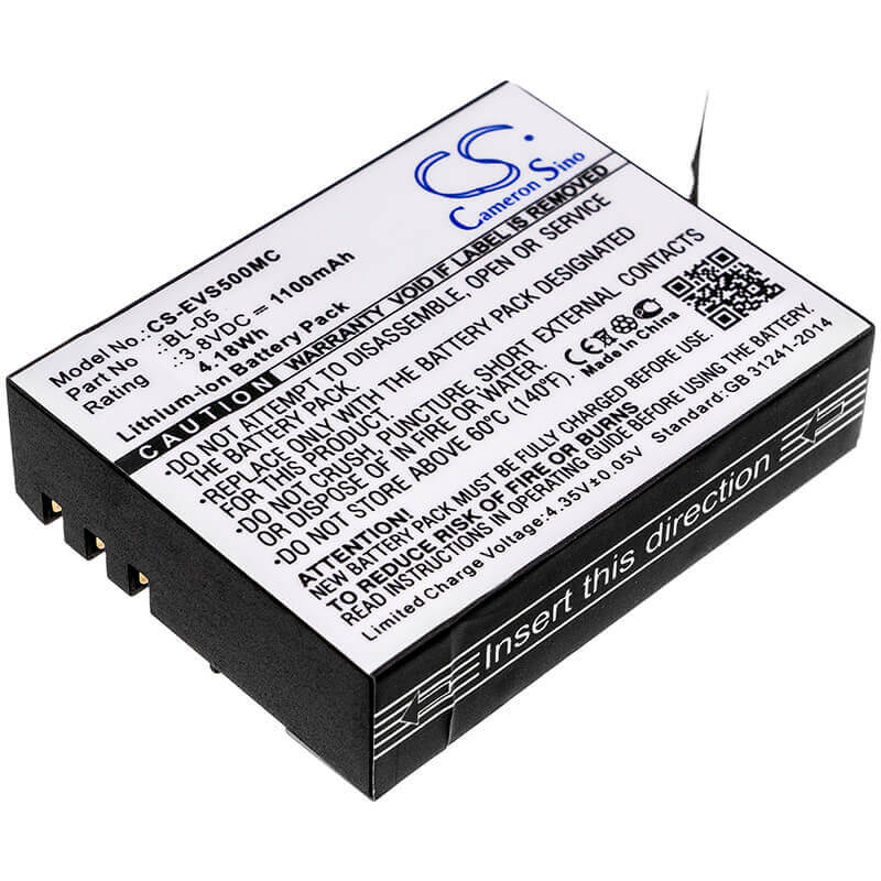 3.8V, Li-ion, 1100mAh, Camera battery fits Ezviz, Bl-05, S5 Plus, S5 Plus Sports, 4.18Wh Camera Cameron Sino Technology Limited (Suspended)