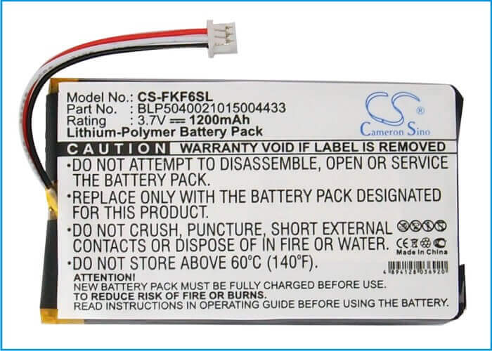 3.7V, Li-Polymère, 1200mAh, batterie GPS compatible avec Falk, Blp5040021015004433, F3, F4, 4.44Wh GPS, Navigator Cameron Sino Technology Limited