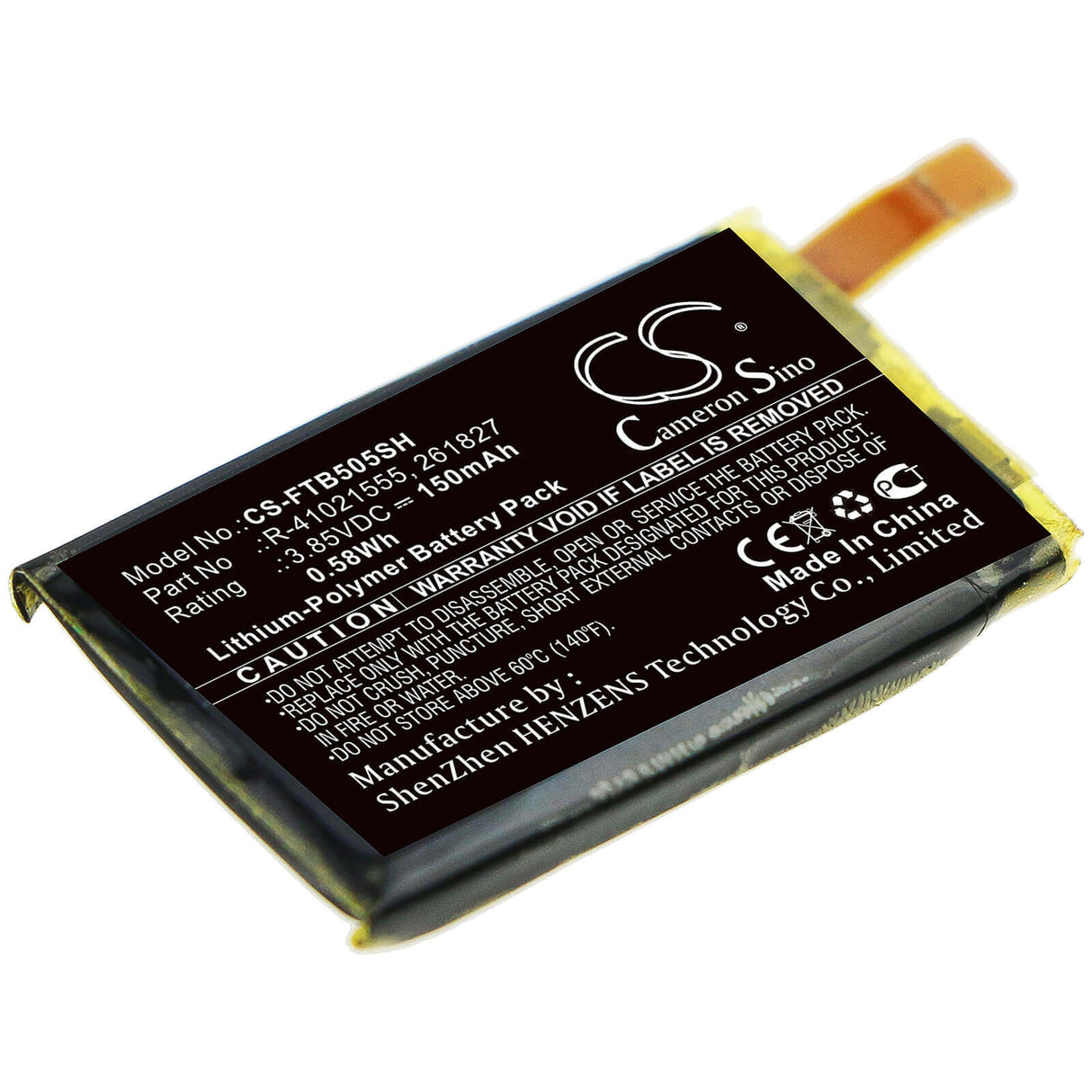 Smartwatch Battery For Fitbit, Fb504, Fb505, Versa 3.85v, 150mah - 0.58wh Smartwatch Cameron Sino Technology Limited