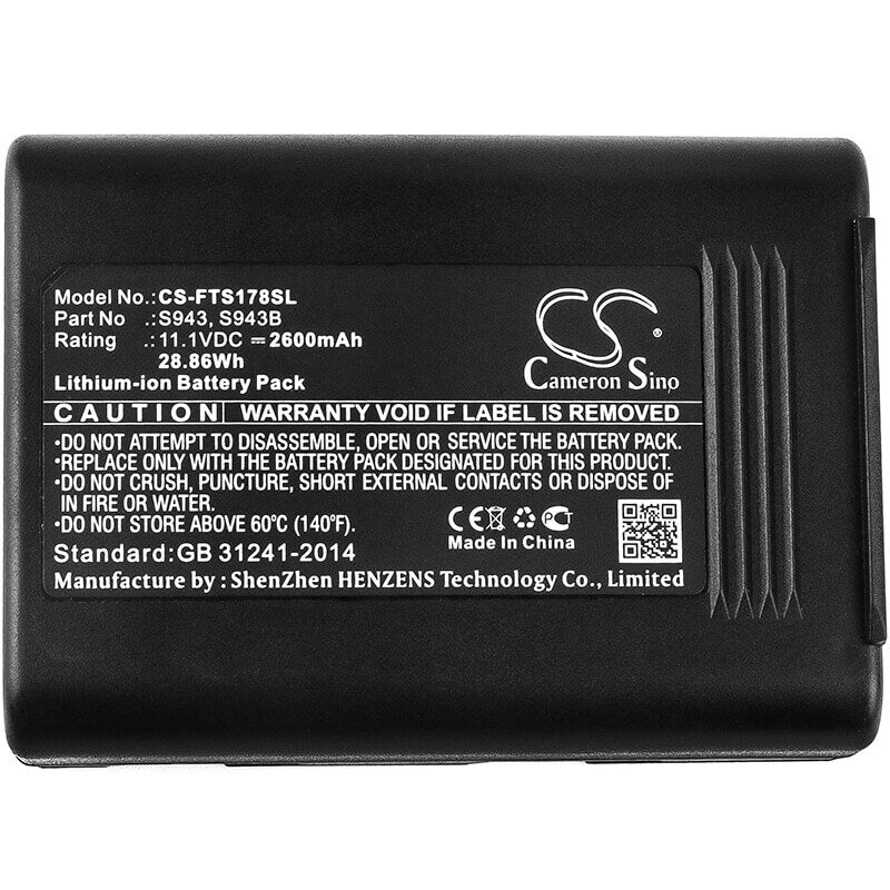 11.1V, Li-ion, 2600mAh, Batterie d'équipement compatible avec Fitel, S943, S121A, S121m4, 28.86Wh Équipement, Enquête, Test Cameron Sino Technology Limited