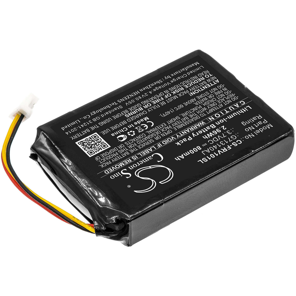 3.7V, Li-ion, 800mAh, Home Security Camera battery fits Flir, G713140aj, Fx, Fxv101, 2.96Wh Home Security Camera Cameron Sino Technology Limited