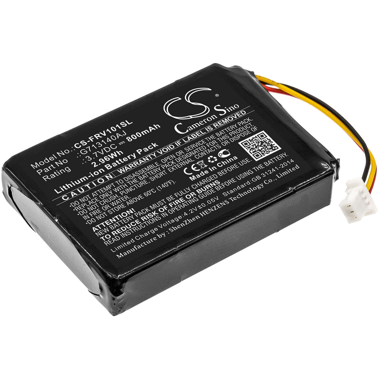 3.7V, Li-ion, 800mAh, Home Security Camera battery fits Flir, G713140aj, Fx, Fxv101, 2.96Wh Home Security Camera Cameron Sino Technology Limited