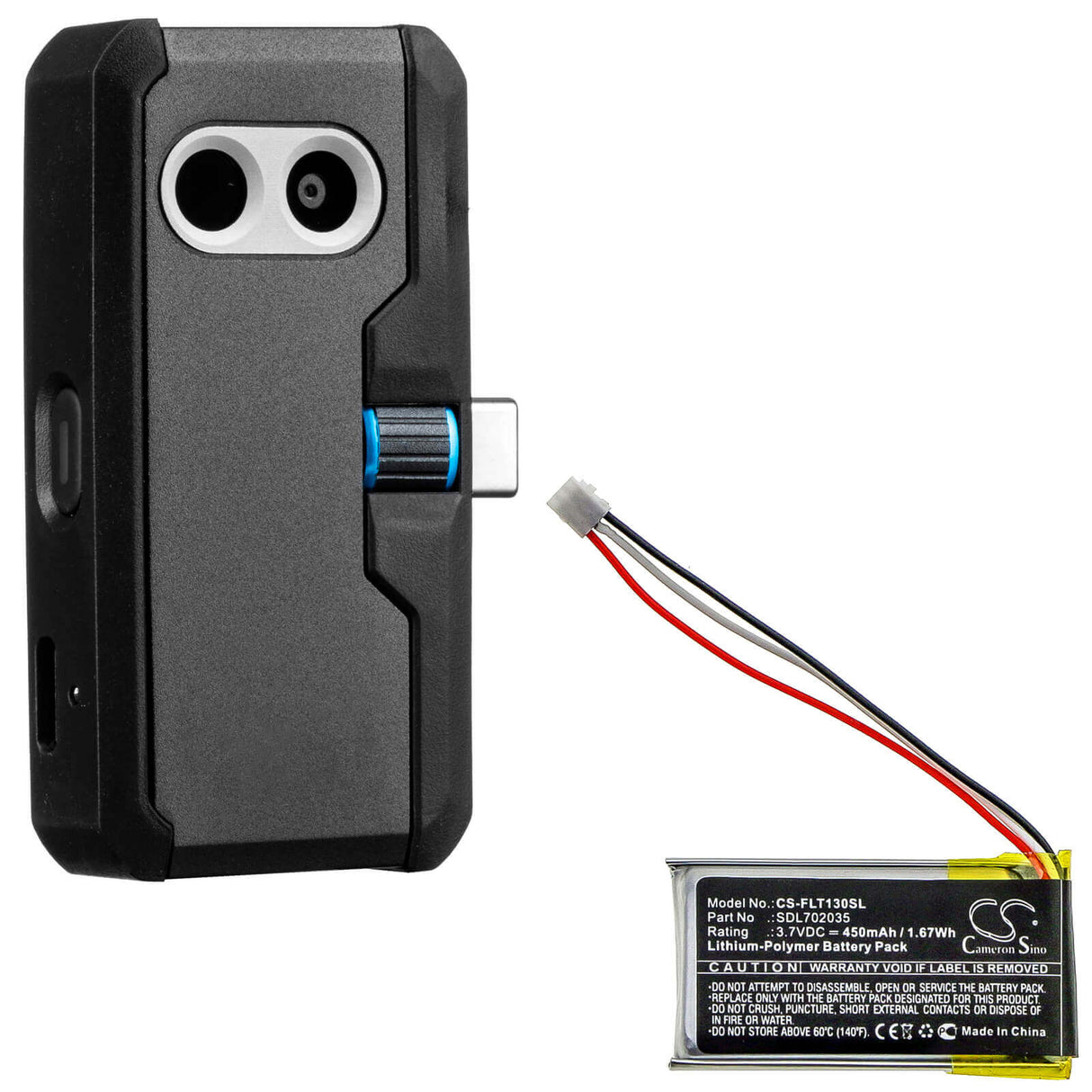 Batterie pour Flir, One Pro 3.7v, 450mah - 1.67wh Caméra thermique Cameron Sino Technology Limited