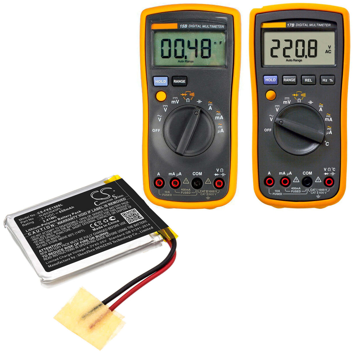 3.7V, Li-Polymer, 650mAh, Equipment battery fits Fluke, Hj603040pl, 15B, 17b, 2.41Wh Equipment, Survey, Test Cameron Sino Technology Limited
